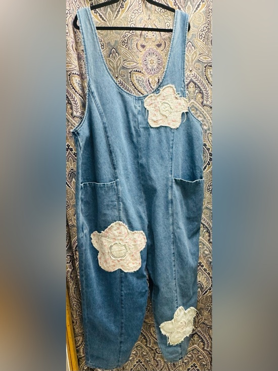 Haptics Pants - Denim Patchwork Wide-Leg Plus Size Jumpsuit -Haptics